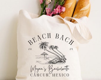 Custom Bachelorette Party Tote Bag: Tropical Beach Destination Favor