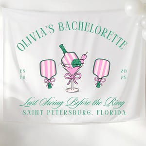 Pickleball Bachelorette Banner, Last Swing Before the Ring Tapestry, Custom Bach Party Decor, Girls Trip Backdrop, Club Theme Banner