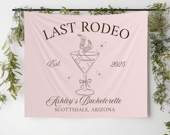 Last Rodeo Bachelorette Banner: Western Cowgirl Martini Party Decor