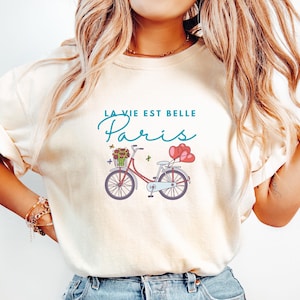 Paris France Bicycle Shirt | Comfort Colors Travel Tee | French Souvenir Gift for Her