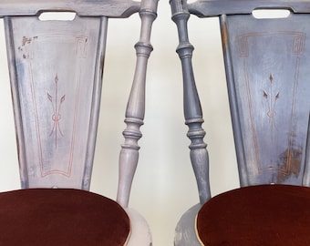 A Pair of Vintage Restored Wooden Chairs, handcrafted using chalk paint