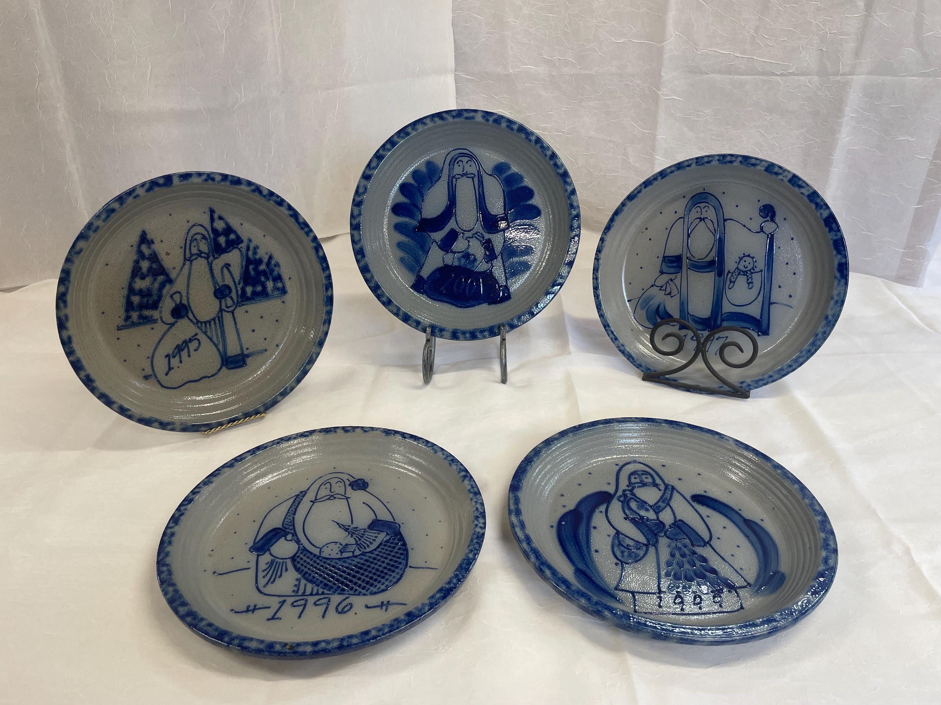 Salt Glaze Blue Santas - Etsy