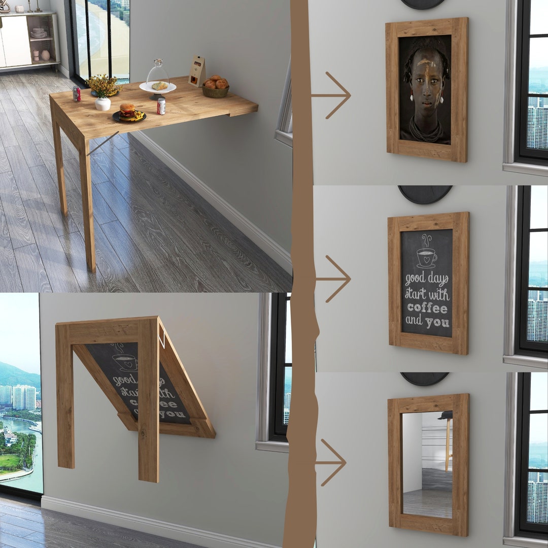 Wall Mounted Folding Murphy Table, Folding Home Office Study Table, Space Saving Table, Kitchen