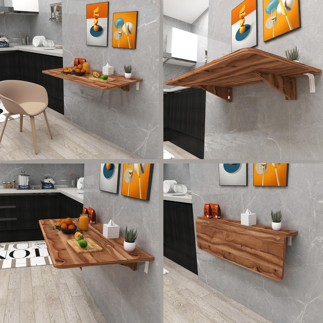 Wall Mounted Kitchen Table With Folding Shelves, Murphy Study Table ...