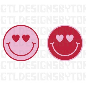 Smiley Face Heart Eyes Double | Instant Download | PNG and SVG Files ...