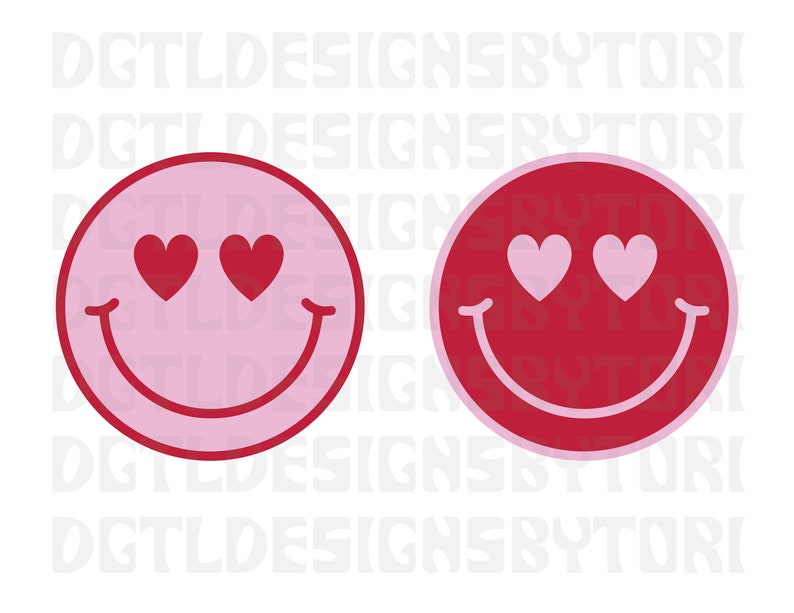 Smiley Face Heart Eyes Double | Instant Download | PNG and SVG Files ...