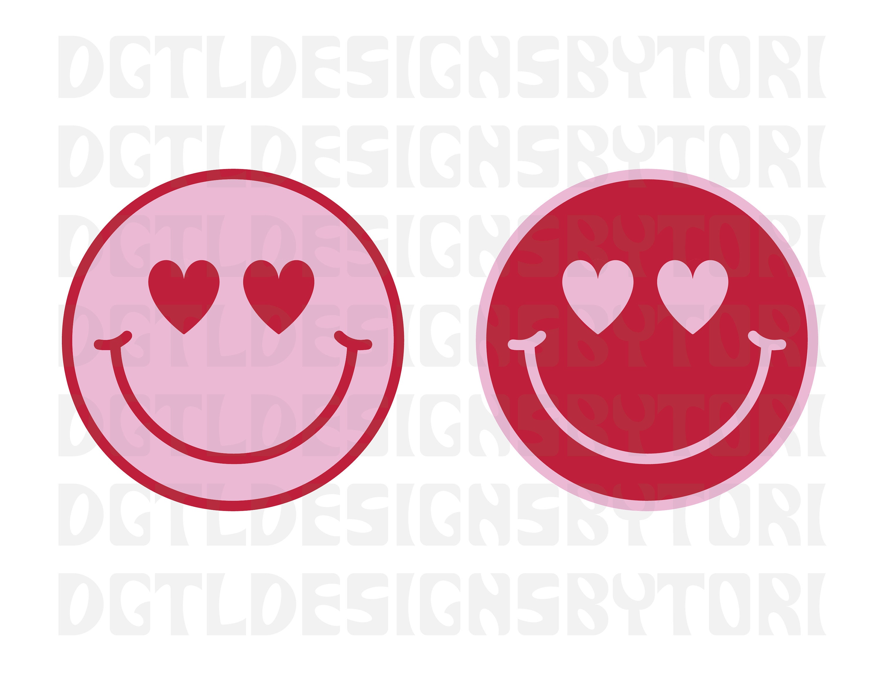 Smiley Face Heart Eyes Double | Instant Download | PNG and SVG Files ...