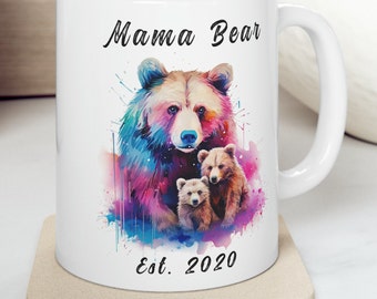 Maman ours, cadeau fête des mères, cadeau d'anniversaire pour elle, personnalisation, cadeau de baby shower pour maman pour la première fois, meilleure maman de tous les temps, tasse à café, tasse en céramique, 11 oz