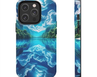 iPhone Case, Artistic Blue Sky Reverberations, Case for iPhone, Eye-Catching Design, Durable Smartphone Protection, Artsy Gift Idea
