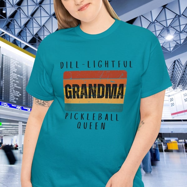 Dill-lightful Grandma Pickleball Queen Women's T-shirt. Gift for pickleball grandmothers. Mother's Day gift shirt. Pickleball player tee.