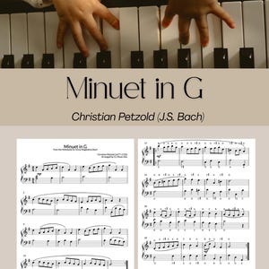 Minuet in G Major, Bach – Original & Note Names Version | Beginner Piano Sheet Music