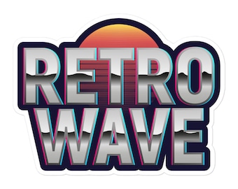 Retro Wave Kiss-Cut Vinyl Aufkleber, 80er, 90er Jahre, Retro Logo, Neon, Steamwave, Retrowave, Synthwave, Trendy, Journal Aufkleber, Wasserflasche Aufkleber