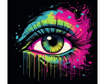 Neon Lady Eye, RAD Vinyl Sticker, jaren '80 jaren '90 Esthetisch, Retro Vibes, Synthwave, Vaporwave, Outrun, Retrowave, Journal Decal, Waterfles Decal