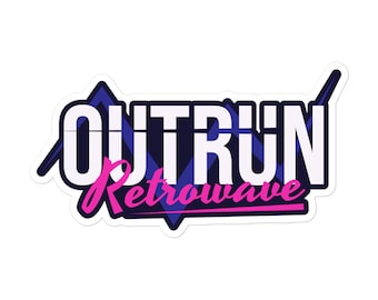 Outrun Retrowave Kiss-Cut Vinyl Aufkleber, 80er, 90er Jahre, Retro Logo, Neon, Steamwave, Retrowave, Synthwave, Trendy, Journal, Wasserflasche Aufkleber
