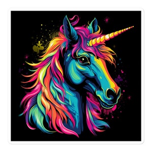 Neon Unicorn RAD Vinyl Sticker, 80s 90s Aesthetic, Retro Vibes, Synthwave, Vaporwave, Outrun, Retrowave, Journal Decal, Water Bottle Decal