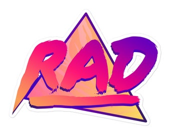 Adesivo in vinile con taglio a bacio del triangolo Rad, anni '80, '90, logo retrò, neon, Vaporwave, Retrowave, Synthwave, Radical, Trendy Journal Decalcomania per bottiglia d'acqua