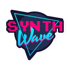 Synth Wave Kiss-Cut Vinyl Sticker, 80s, 90s, Retro Logo, Neon, Vaporwave, Retrowave, Synthwave, Trendy, Journal Decal, Water Bottle Decal