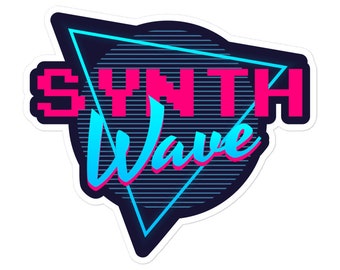 Synth Wave Kiss-Cut Vinyl Aufkleber, 80er, 90er Jahre, Retro Logo, Neon, Steamwave, Retrowave, Synthwave, Trendy, Journal Aufkleber, Wasserflasche Aufkleber