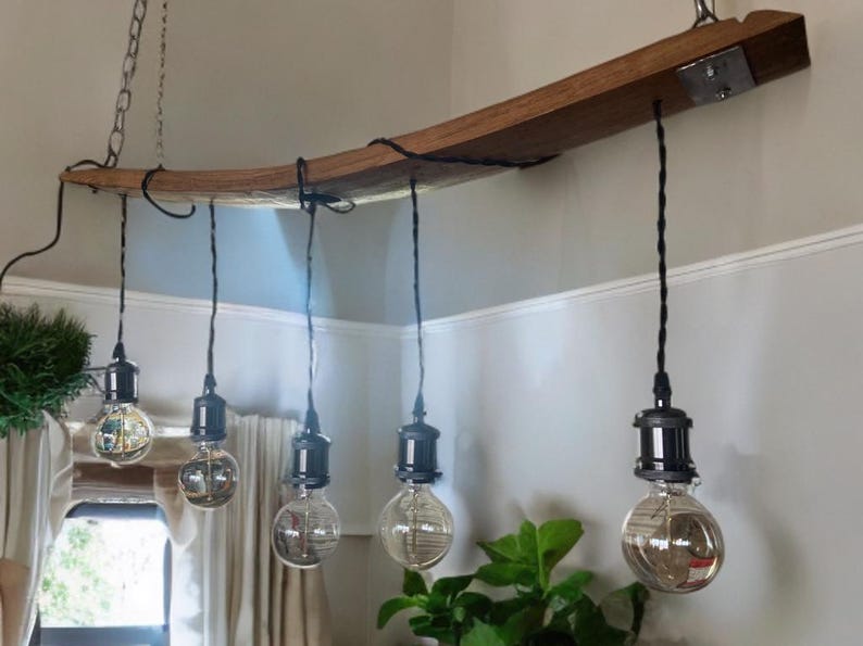 Rustic Ceiling Light Fixture Handmade From Oak Whiskey/wine Barrel ...