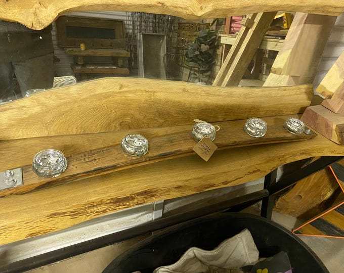 Rustic Scottish whiskey/wine barrel stave candle holder with glass tea light holders