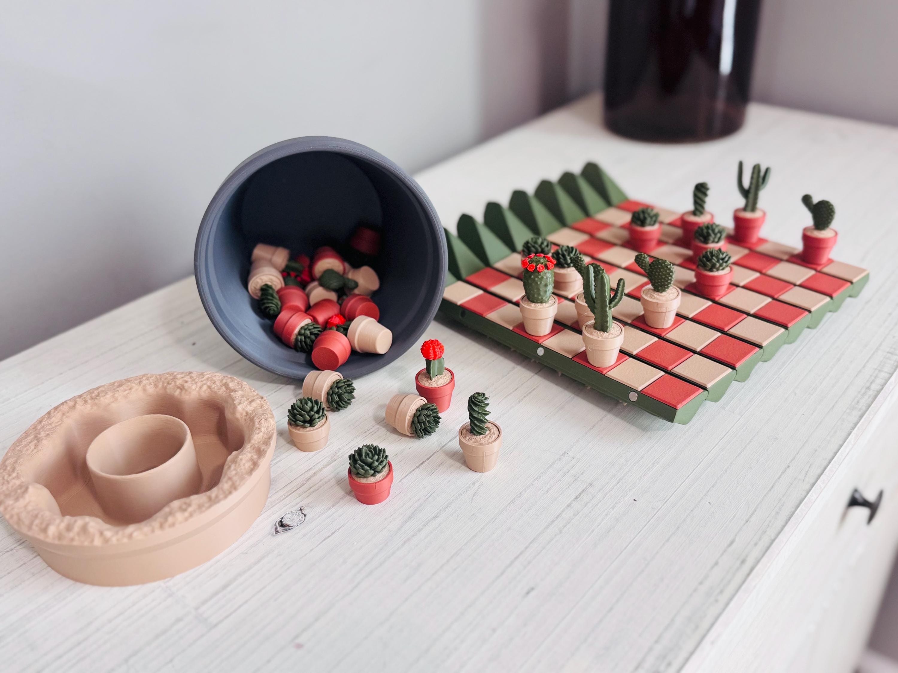 Jeu D'échecs Cactus Enroulable - 32 Pièces Imprimées 3D, Plateau Roulable, Aimanté - Pour Voyage, Cadeau Original