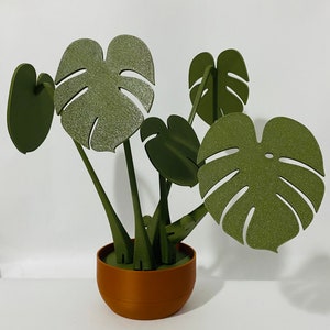 Monstera Coaster plant - 3D Printed Plant Coaster Set, Tropical Decor, Unique Table Accessories, Gift for Plant Lovers, Home Bar Essentials.