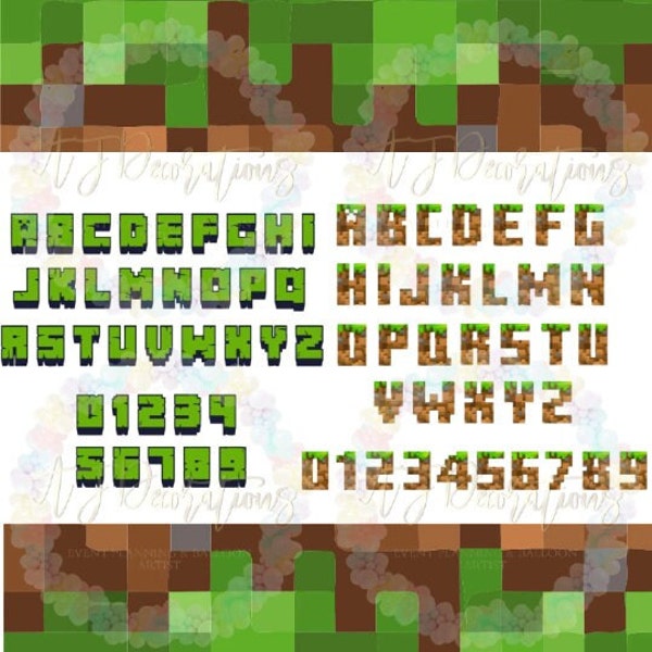 Minecraft Schriftart | Alphabet und Zahl PNG | Nur SVG-Dateien | Cricut SVG