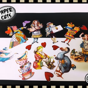PAPEL alice no país das maravilhas pacote 2 mix recorte cortes vintage retro confete ilustração artesanato colagem decoração para casa decoração de festa tenniel