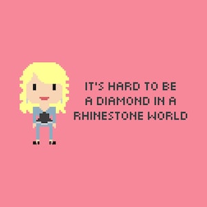 Jumbo Chibi Dolly Parton Quote Cross Stitch Pattern, Instant Download PDF, Famous Singer Fan Art Embroidery, American Feminist Artist Design