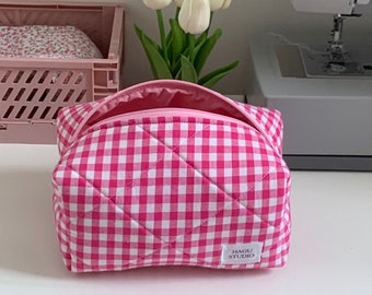 Trousse de toilette personnalisée trousse de toilette femme trousse toilette trousse maquillage trousse de toilette matelassée carreaux rose