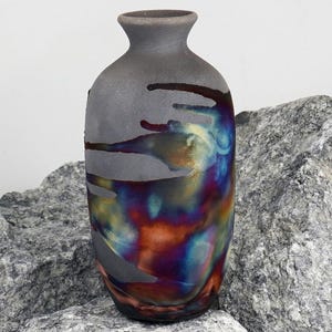 Koban raku pottery clay vase