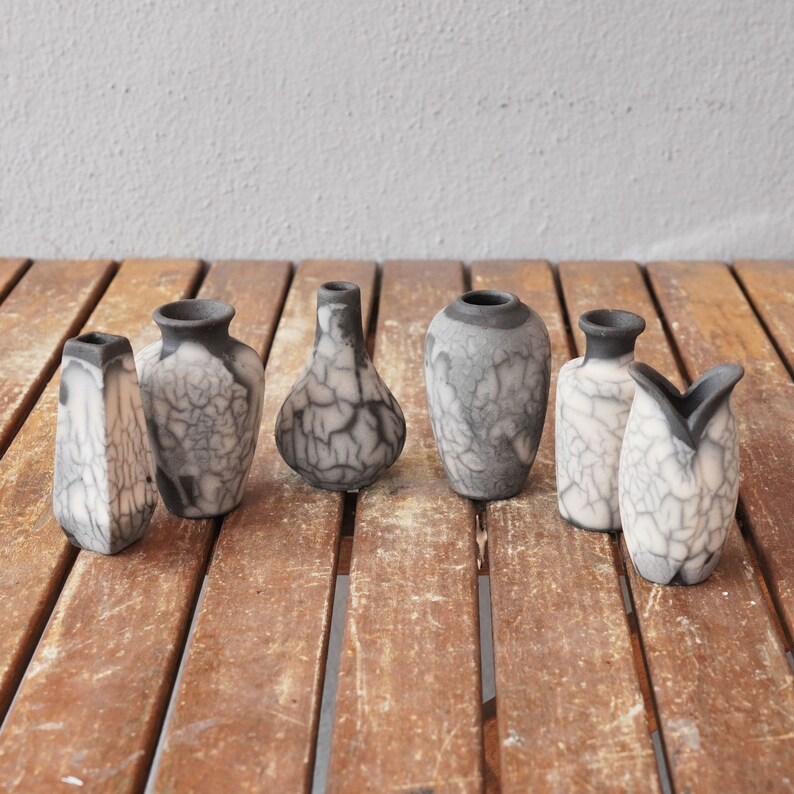 3.5 Inch Raku Pottery Hana Set Mini Vase Art Deco Boho - Etsy