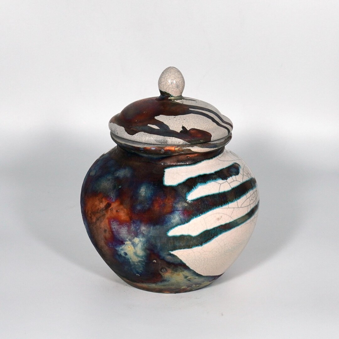 7.9 Inch Limited Edition Raku Pottery Urn - 85 Cubic Inches Handmade ...