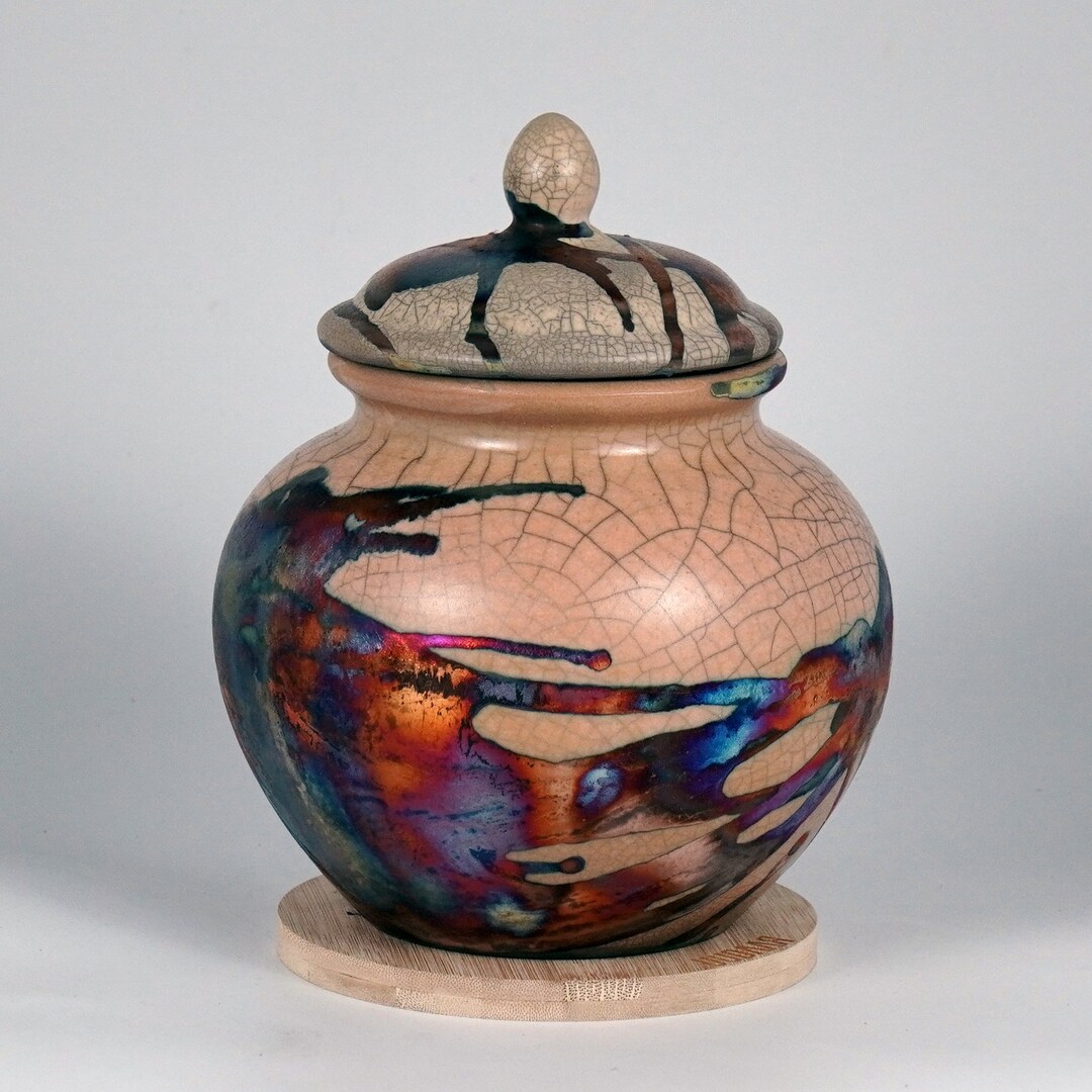7.9 Inch Limited Edition Raku Pottery Urn - 85 Cubic Inches Handmade ...