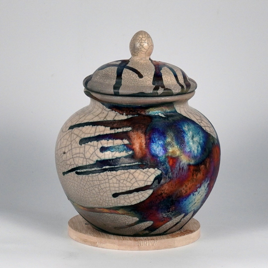 7.9 Limited Edition Raku Pottery Urn 85 Cubic Inches Handmade Ceramic ...