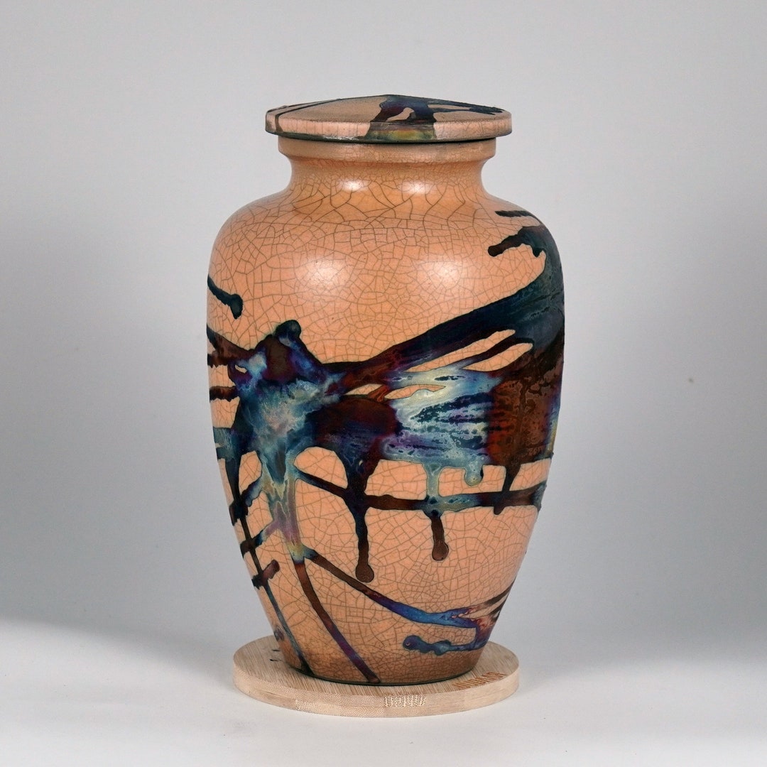 10.4 Inch Limited Edition Large Raku Pottery Urn - 170 Cubic Inches ...