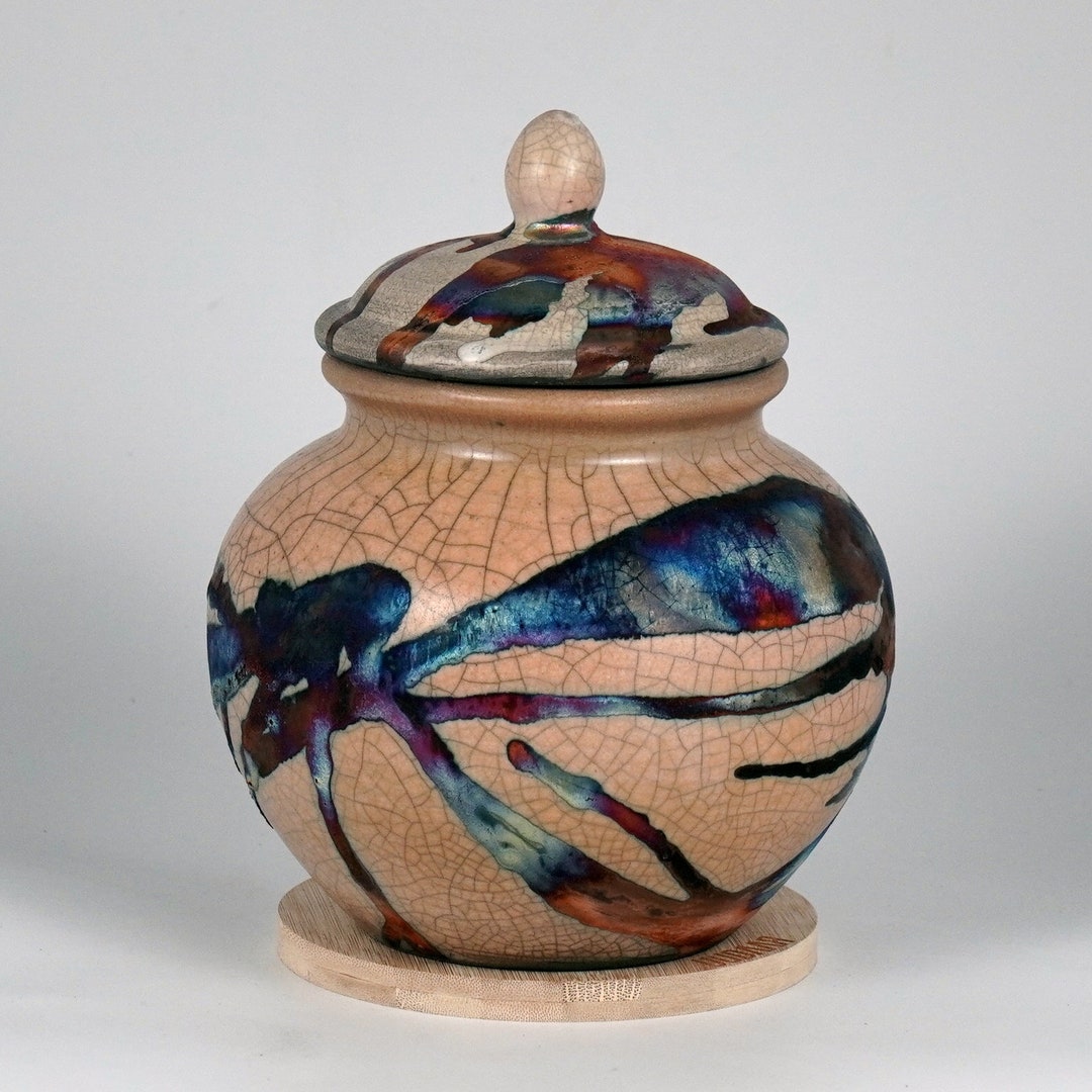 7.9 Inch Limited Edition Raku Pottery Urn - 85 Cubic Inches Handmade ...