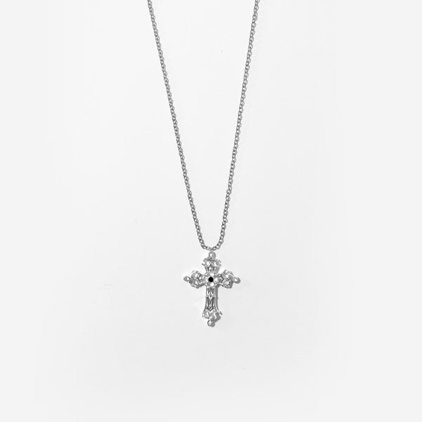 Ruuby Studios Ornate Gothic Cross Crucifix Pendant Necklace Chain Silver Gifts Him Her Birthday Anniversary Mother Fathers Day Free Shipping