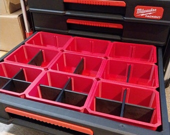 Milwaukee PACKOUT 2 3 o 4 cajones 4932472129 4932472130 4932493189 Divisor de almacenamiento 9 o 12 contenedores Nest bin/taza