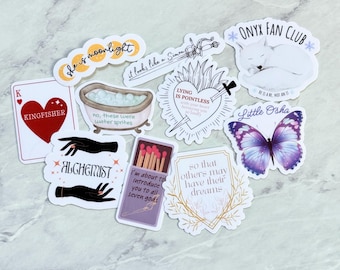 Paquete de pegatinas inspiradas en Quicksilver: pegatinas laminadas de estilo literario