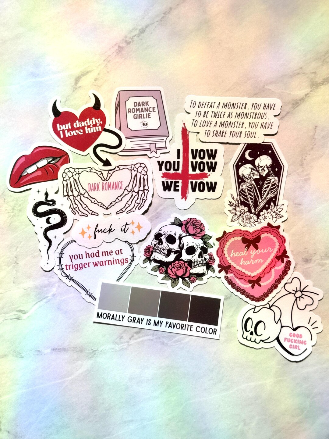 Dark Romance Sticker Pack: Morally Grey, Skulls, Trigger Warnings - Etsy
