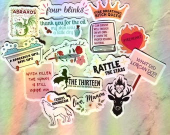 Throne of Glass Inspired Sticker Pack: Bookish Waterproof Stickers