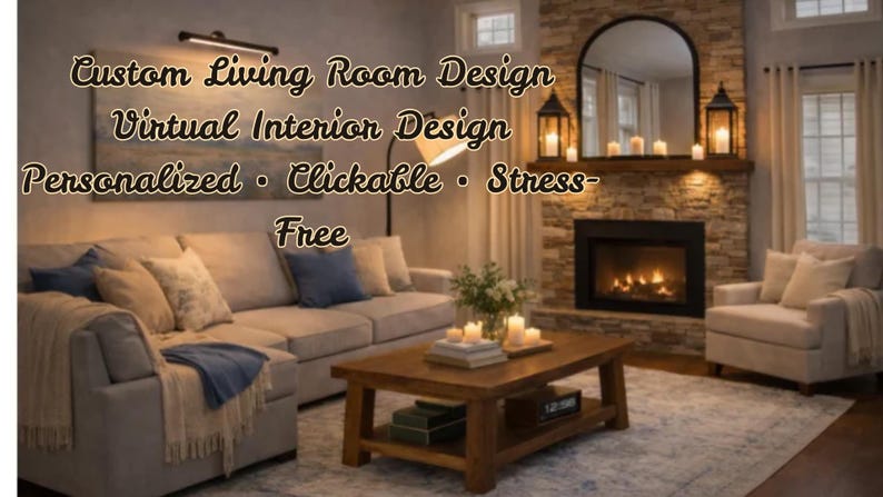 Custom Living Room Interior Design Package - Etsy