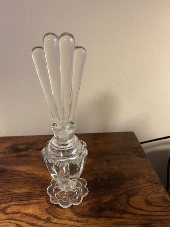 Vintage cut glass crystal perfume bottle with fan… - image 2