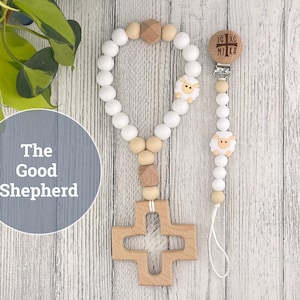 My First Prayer Rope & Orthodox Cross Paci-Clip in The Good Shepherd design! The BEST Orthodox gift at Pascha, Christmas and Baptisms!