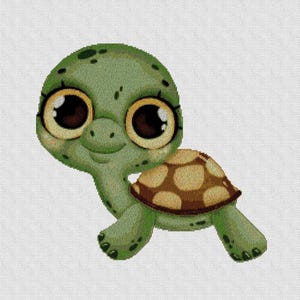 Printable PDF cross stitch pattern. Little turtle