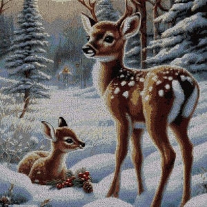 Modèle de point de croix PDF. Cerf de Noël image 1