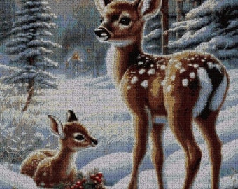 Modèle de point de croix PDF. Cerf de Noël