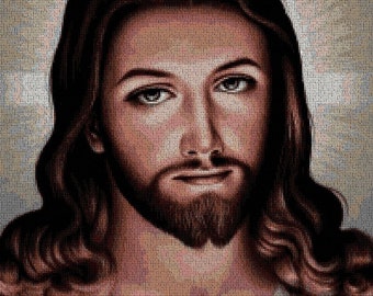 PDF cross stitch pattern. Sacred Heart of Jesus.