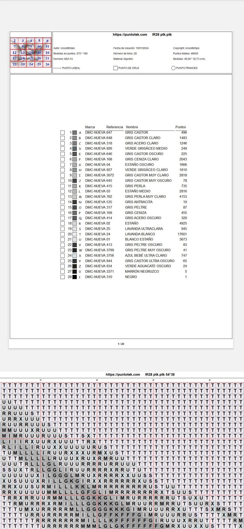 Patrón de punto de cruz PDF. Angelito imagen 2